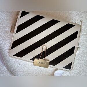 Off-White Virgil Abloh White Diagonals Binder Clip Shoulder Bag
